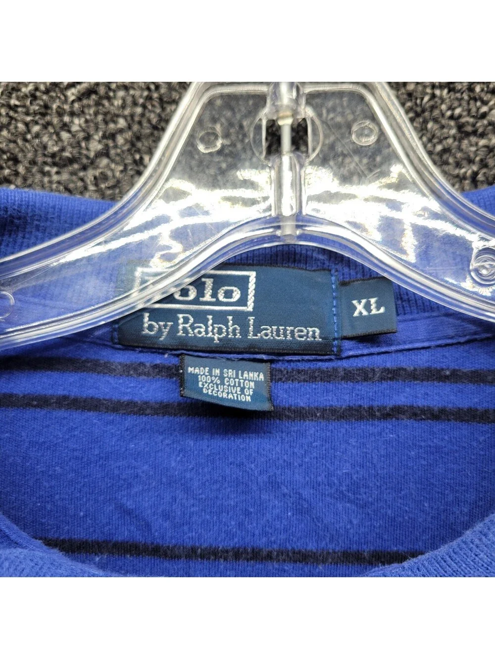 Vtg Polo Ralph Lauren Men’s Sz XL Polo Shirt Blue/Black Striped